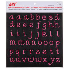 Combine these letters with colorful embellishments like feathers, beads, and buttons for a unique piece of art! Pink Embroidered Letter Iron On Applique Alphabet Hobby Lobby 80985140
