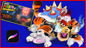 Inside the oval, draw two intersecting lines, one vertical and one horizontal. Super Mario 3d World Bowser S Fury How To Draw Meowser Bowser Digital Painting Youtube