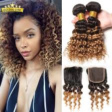 Aliexpress Com Buy 8a Ombre Curly Hair With Closure Ombre Short Bob Hair Weave 3pcs With Closure Thick Hair Styles Deep Wave Brazilian Hair Curly Hair Styles