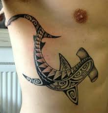 But this simple, tattoo of a line that depicts a wave is perfect on its own. Attractive Maori Tribal Hammerhead Shark Tattoo On Side Rib