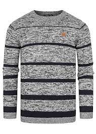 Urban Surface Men Knit Sweater With Stripes Blue Grey