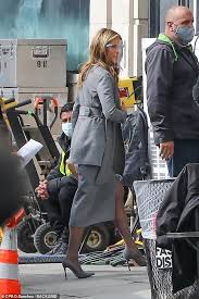A russian woman calling for upskirting to be criminalized pulled up her skirt on camera in the st. Jennifer Aniston Looks Ready For Business In Grey Skirt Suit As She Joins Reese Witherspoon On Set Aktuelle Boulevard Nachrichten Und Fotogalerien Zu Stars Sternchen