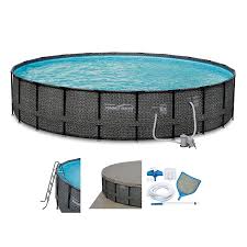 Amazon Com Summer Waves Elite Wicker Print 22 X 52 Above Ground Frame Pool Set W Pump Garden Outdoo Summer Waves Pool Cover Above Ground Swimming Pools