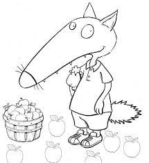 loup avec des pommes coloriage dessin vecteur de mandala