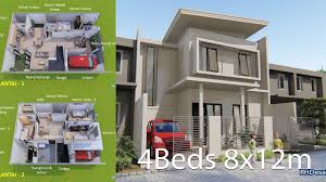 Keunikan dari kreatifitas bitte design studio membuat desain carport rumah minimalis ini tampak elegan dalam kesederhanaannya. Home Design Plan 8x12m With 4 Bedrooms Home Ideas