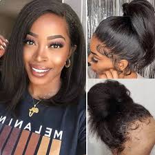 Kinky Straight Short Bob 13x4 HD Front Lace Glueless Wig 100% Human Hair