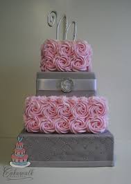 1 Tier Black And Gold Square Cake 4 Tier Square Wedding Cake Pink Buttercream Roses Grey Fondant With Quilting And A Bling Brooc Pink Square Wedding Cakes Wedding Cake Roses Pink Wedding Cake