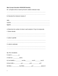 Mole calculation worksheet part 1. Mole Calculation Molar Mass Molar Volumes Limiting Reagent Worksheet Igcse Chemistry Teaching Resources