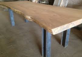 Live Edge Wood Slab Table I Beam Legs Barraca Ideias Garagem