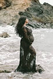 Camille Lace Maternity Gown Long Sleeve Floor Length Black Eyelash Maternity Dresses Photography Lace Maternity Gown Lace Maternity Dress Photography