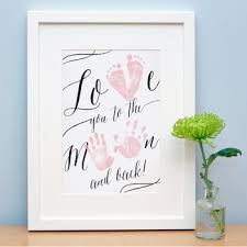 Love You To The Moon Baby Nursery Footprint Keepsake Baby Footprint Art Baby Art Projects Baby Handprint