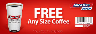 Get A Free Coffee Any Size At Racetrac Stores With This Printable Coupon Printed Coupon Must Be Presented To Cashie Free Coffee Coffee Coupons Print Coupons