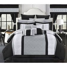 Black And Silver Comforter Set Walmart Chic Home Dylania Embroidered Black And Grey 24 Piece Bed In A Bag With Sheet Set Walmart Com Comforter Sets Black Bedding Bed Decor