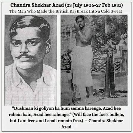 Chandrasekhar Azad died young, at the age of 24, but not before creating a stir with other revolutionaries such as Bhagat Singh, Rajguru and Sukhdev.