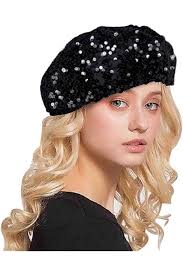 LUCKYBUNNY Sequin Beret Artist Hat Bling French Beret Hats for Women,  Fascinator Hat Christmas Parties Dances Accessories, Berets Style