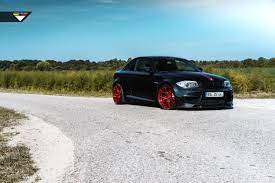 Custom Black Matte Bmw 1 Series Grabs Attention With Red Custom Wheels Custom Wheels Bmw 1 Series Bmw