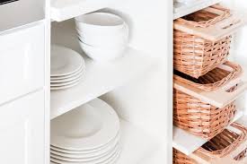 To provide it, just remove the lower shelf, cut a vertical panel of plywood and fasten it at the cabinet bottom with furniture braces and at the top with a strip of wood. 10 Clever Ways To Maximize Kitchen Cabinet Space Caroline On Design