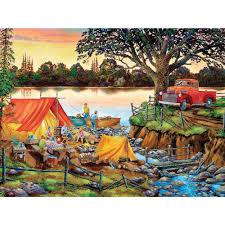 These puzzles have 36 or 100 large pieces that are easier to grip and see. Happy Hour 300 Large Piece Jigsaw Puzzle Spilsbury