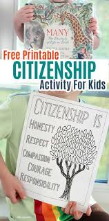 Cut and paste foldable including law of blood, law of soil, and naturalization Free Printable Citizenship Activities For Kids Families Sunny Day Family