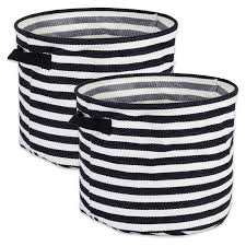 Shop for laundry baskets at bed bath & beyond. Dii Round Modern Woven Cotton Small Stripe Laundry Bin In Black Set Of 2 Camz38449