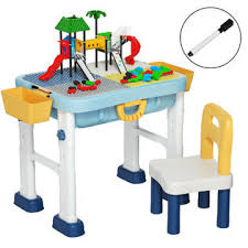 Kids table & chair sets. Gymax 6 In 1 Kids Activity Table Set W Chair Toddler Luggage Building Block Table