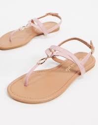 New Look Flat Toepost Sandals In Light Pink Asos