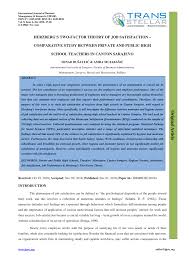 The employee should be given as much autonomy as is reasonable. Pdf Herzberg S Two Factor Theory Of Job Satisfaction Comparative Study Between Private And Public High School Teachers In Canton Sarajevo