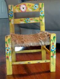 Vintage Mexican Mexico Wooden Chair Folk Art Tole Hand Painted Hand Painted Chairs Hand Painted Furniture Painted Chairs