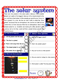Each astronaut fact sheet comes in three differentiated versions to suit every age group. Reading Comprehension Test Theme The Solar System Esl Worksheet By Shmiskeen