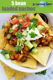 5 Bean Loaded Nachos Recipe Vegetarian Recipes Easy Recipes Nachos