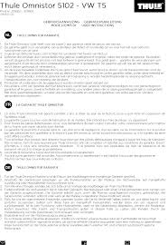 Sie wird mithilfe eines adapters an der seitenwand montiert. Manual Thule Omnistor 5102 Vw T5 Page 1 Of 8 German English French Dutch