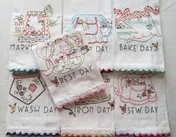 Hand Embroidered Flour Sack Towels Tea Towels Dish Towels 7 Etsy Flour Sack Towels Embroidered Towels Hand Embroidered