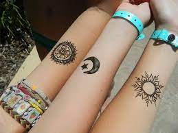 Sun Moon Stars I Dont Like The Actual Design Of These But For Me And My Sisters This Would Be Cute Tattoos Henna Tattoo Designs Friend Tattoos