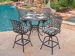 Tivoli 5 Pc Cast Aluminum Swivel Bar Set With 48 Round Table Modern Outdoor Bar Stools Bar Height Patio Set Outdoor Bar Stools