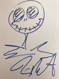 Tim Burton "jack" Marker Drawing Signed Tim Burton