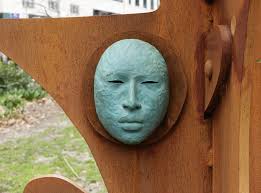 With weathered steel and bronze, artist Rose B. Simpson (@rosebsimpson)  creates seven towering sentinels that convene in a circle in the heart of  Madison Square Park (@madsqparknyc), supporting and nurturing a female