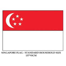 It is composed of two horizontal stripes, one red and the other white, in the upper left corner is a white crescent moon and five white stars forming a circle. National Flag Of Singapore Standard Household Size 137 93cm Sgunited National Day Shopee Singapore