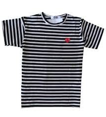 Black And White Striped Tee Comme Des Garcons Play Red Heart Short Sleeve Black White Striped Tee Size Small White Striped Tee Striped Tee Black White Stripes