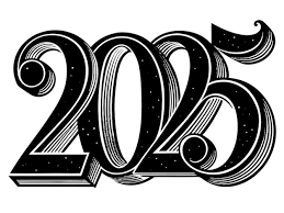 A black and white poster that says the number 2025 | Premium ...