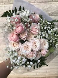 Mj On Twitter How To Order This From Your Local Florist Pale Pink Spray Roses Pink Wax Flower And Million Star Baby S Breath Arranged As A Nose Gay Wrapped In Cellophane With