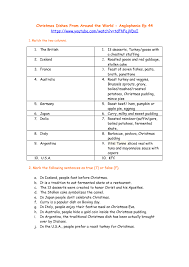 The christmas dinner is the. Movie Worksheet Christmas Dishes From Around The World Anglophenia Ep 44