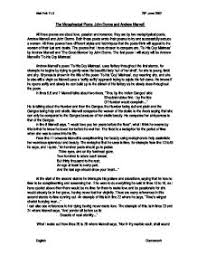 The Metaphysical Poets John Donne And Andrew Marvell Gcse English Marked By Teachers Com