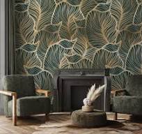 Peel and Stick Wallpaper, Green Leaves Wallpaper, Glamour ...
