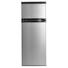 Danby Designer 7 3 Cu Ft Apartment Size Top Freezer Refrigerator In Black And Stainless Steel Dpf073c1bsldd The Home Depot Glass Refrigerator Refrigerator Mini Fridge