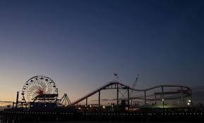 blue hour at the santa monica pier