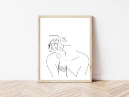 Bar Wall Art Line Art Woman Whiskey Woman Wall Art Etsy Etsy Wall Art Line Art Canvas Art Projects