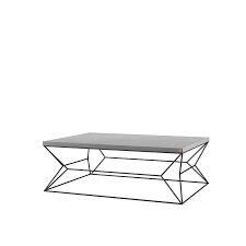 Stolik kawowy ABEL na wymiar blat betonowy stelaż metalowy czarny George  Azzar