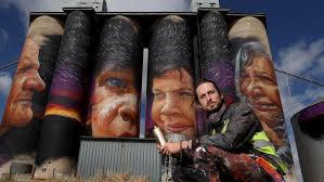 Eye For Detail Matt Adnate With Four 30m High Silos He Painted In The Victorian Wimmera Wheat Town Of Sheep Hills Silos Public Art Street Art