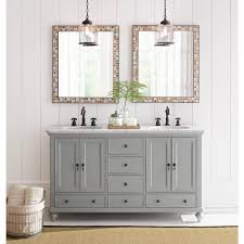 Get free shipping on qualified home decorators collection bathroom vanities or buy online pick up in store today in the bath department. Home Decorators Collection Newport 61 In W X 21 1 2 In D Double Bath Vanity In Pewter With Granite Vanity Top In Grey 9085 Vs61h Pg The Home Depot Granite Vanity Tops Bath Vanities
