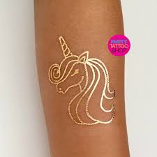 Unicorn Tattoo Gold Party Tattoo Unicorn Birthday Tattoo Etsy Unicorn Tattoos Party Tattoos Birthday Tattoo